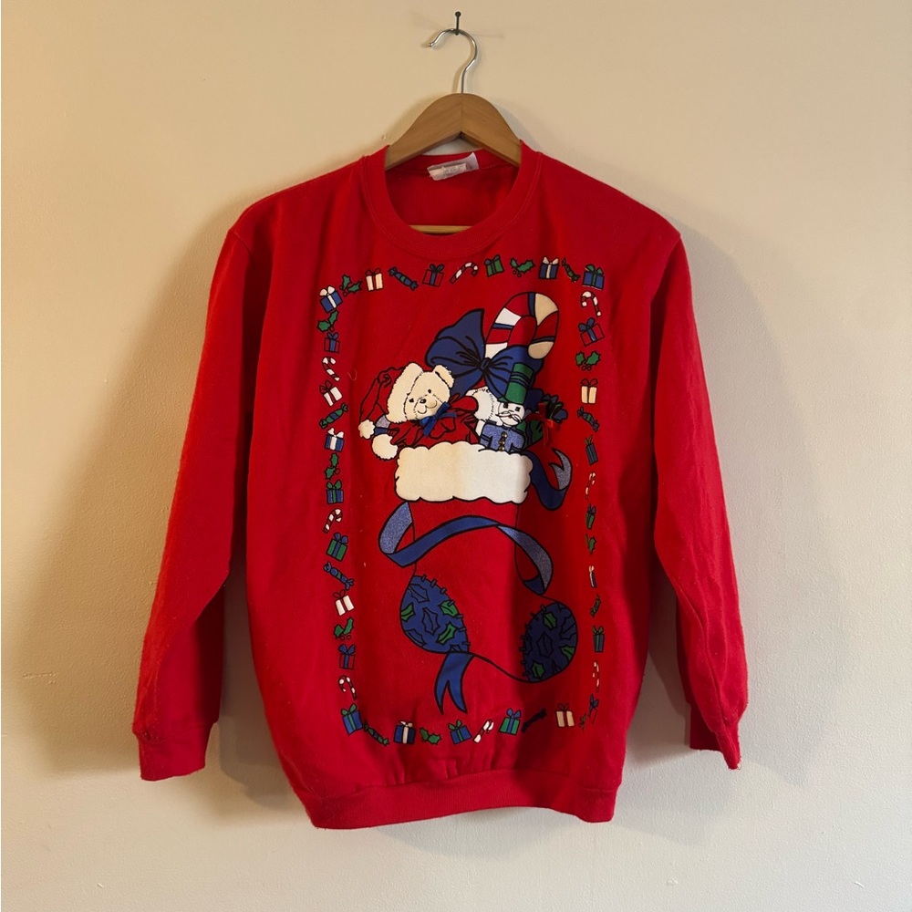 Cozy Red Holiday Sweater with Festive Design